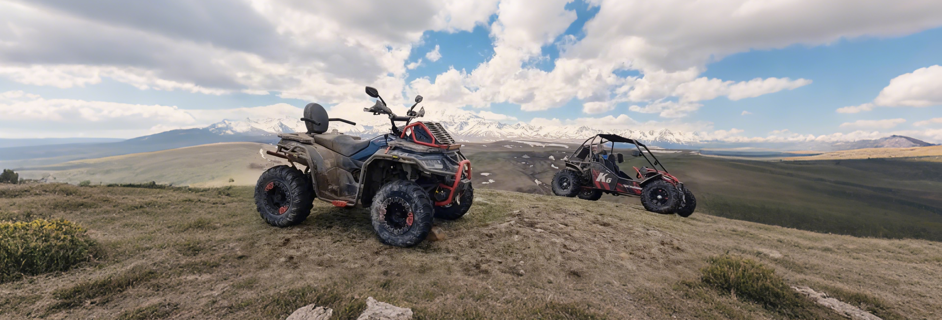 ATV400 and K6 on mountain background ff-road all-terrain vehicle